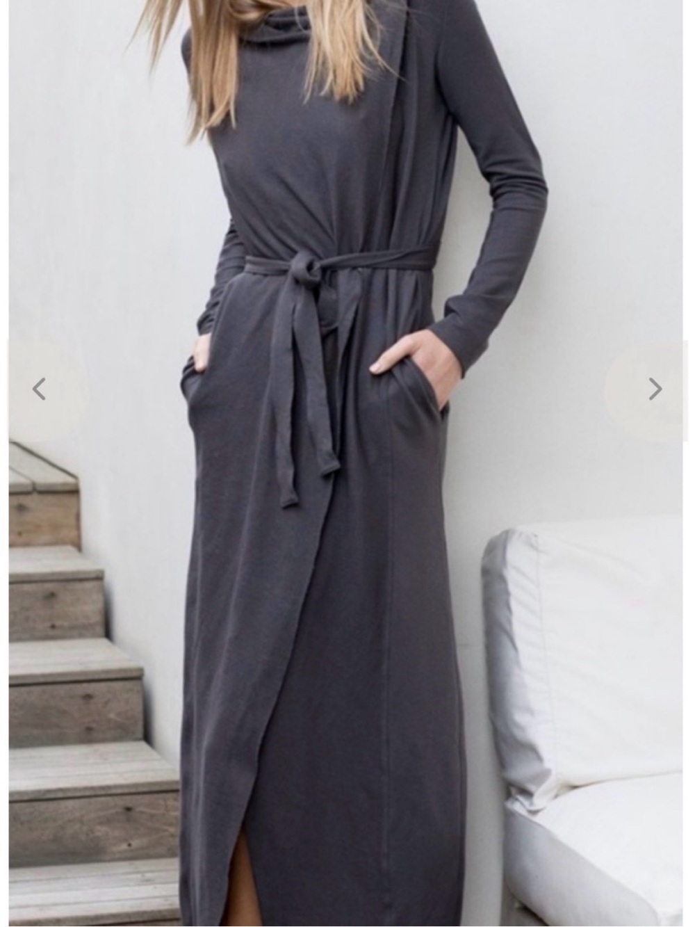 Lunya The Robe Eclipse Gray Long Pima Cotton Lounge Robe Duster Size M